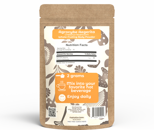 Hongo Agrocybe aegerita Black Poplar mushroom powder — back of package