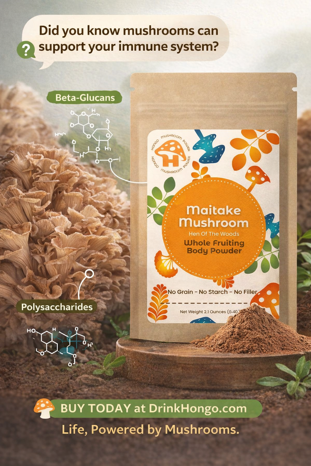 Maitake Mushroom Whole Fruiting Body Powder
