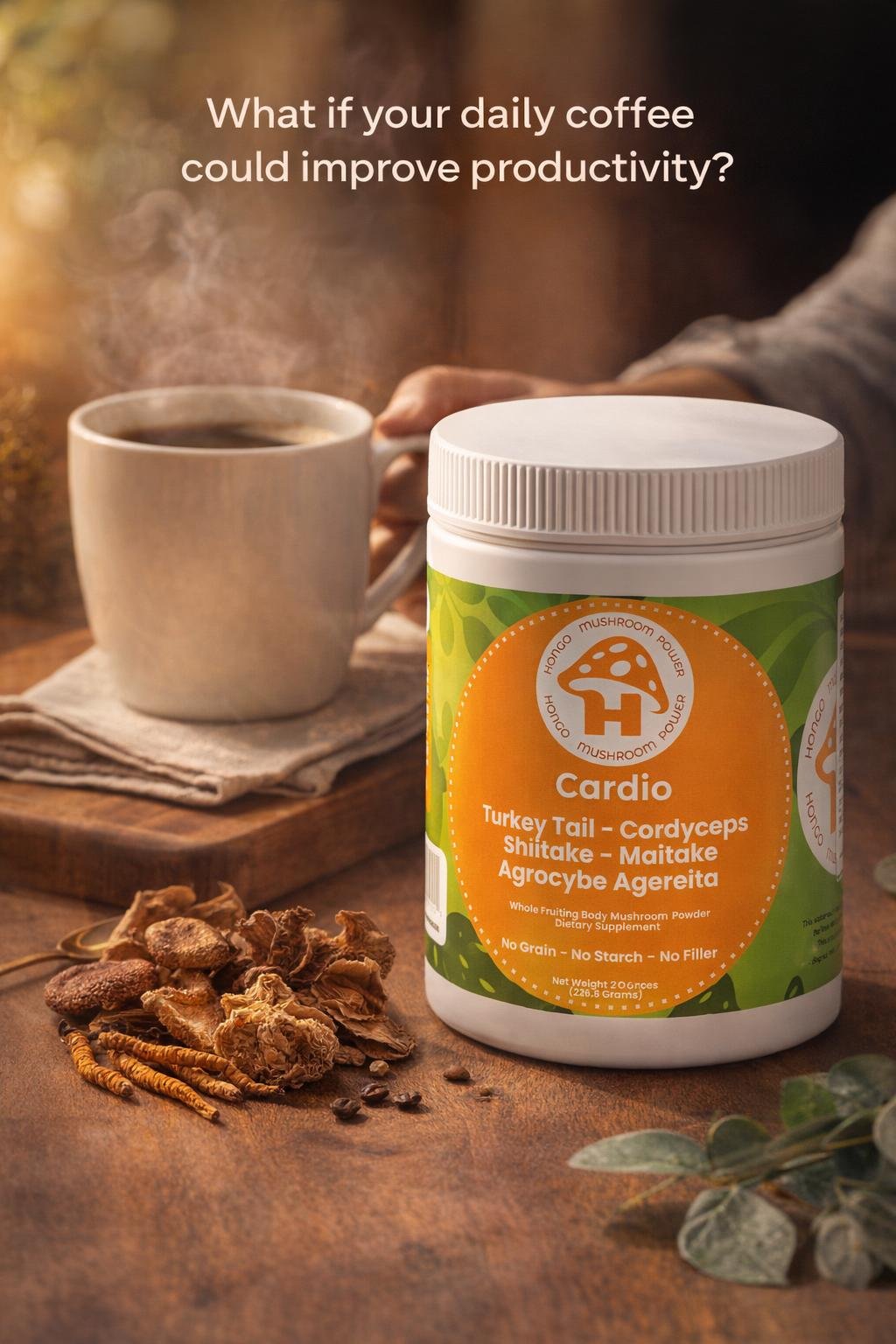 Hongo Cardio Mushroom Blend - Whole Fruiting Body Mushroom Powder