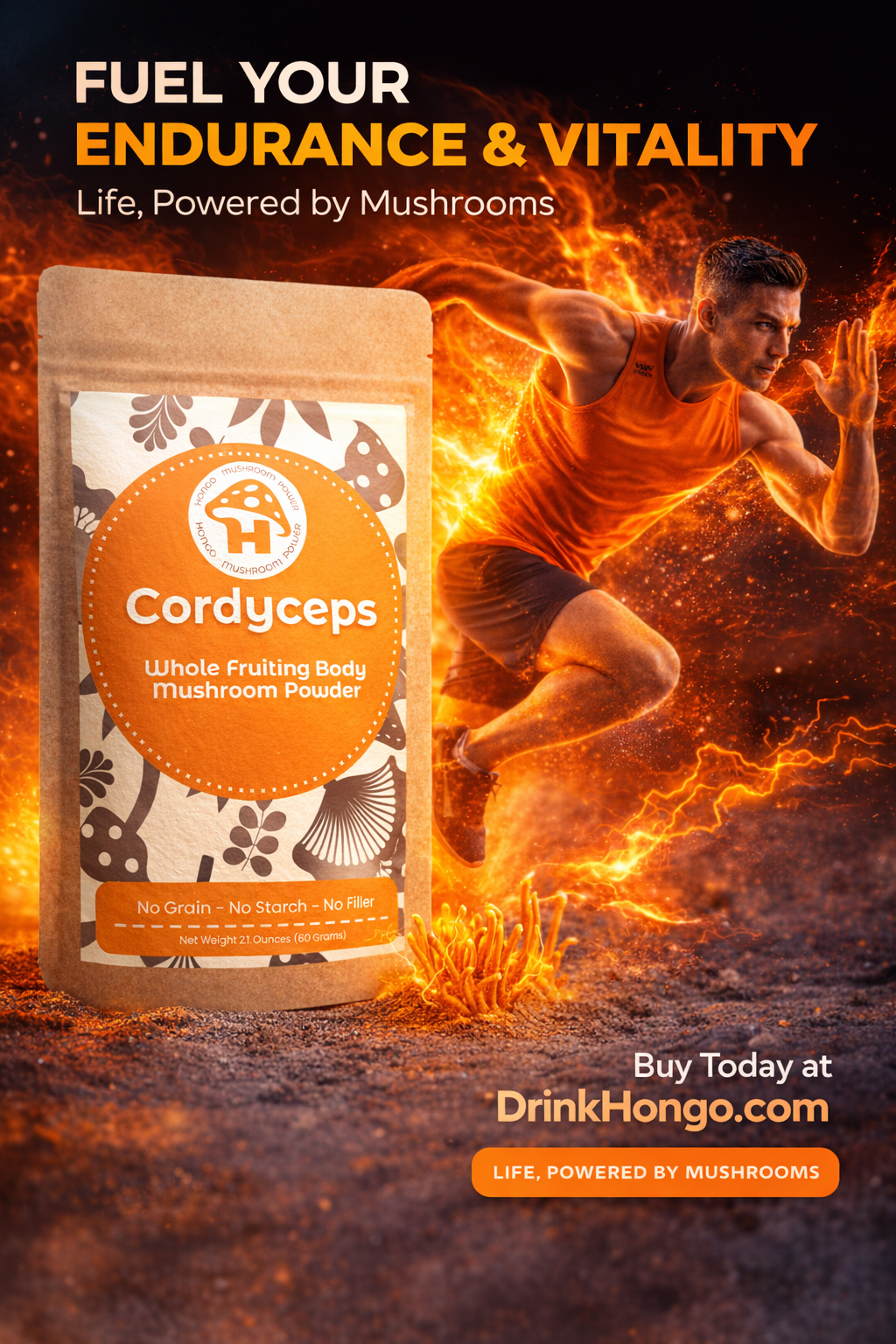 Cordyceps Mushroom Whole Fruiting Body Powder