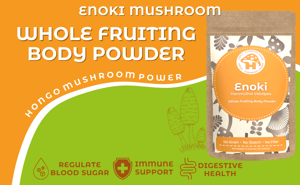 Hongo Premium Enoki whole fruiting body mushroom powder — lifestyle image