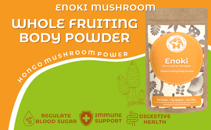 Hongo Premium Enoki whole fruiting body mushroom powder — lifestyle image