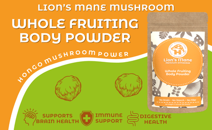 Hongo Lion's Mane whole fruiting body mushroom powder — ingredients detail