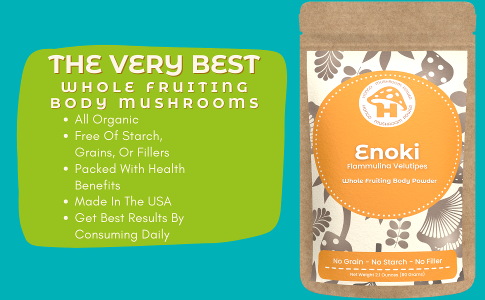 Hongo Premium Enoki whole fruiting body mushroom powder — lifestyle image