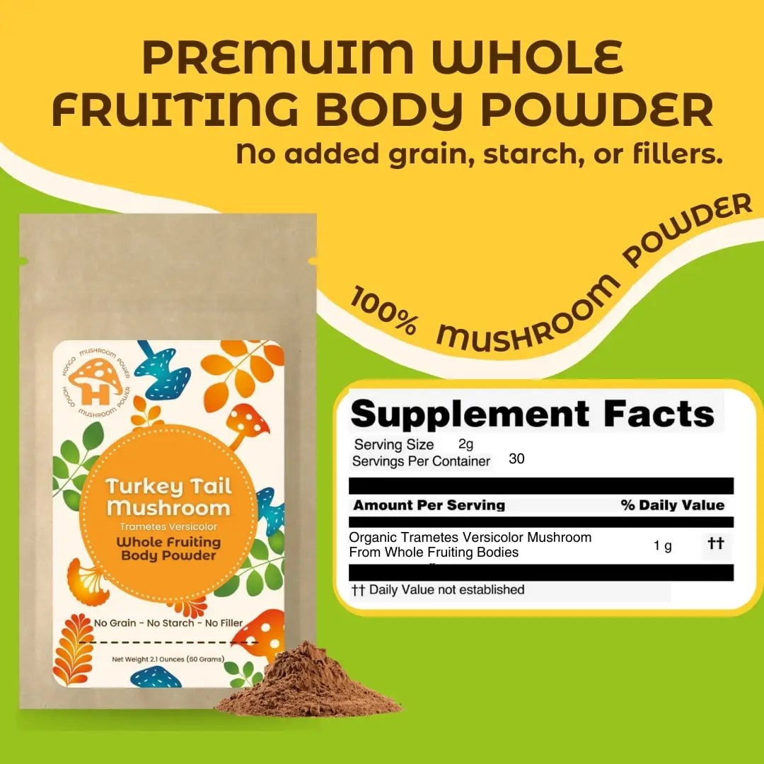 Turkey Tail Whole Fruiting Body Mushroom Powder