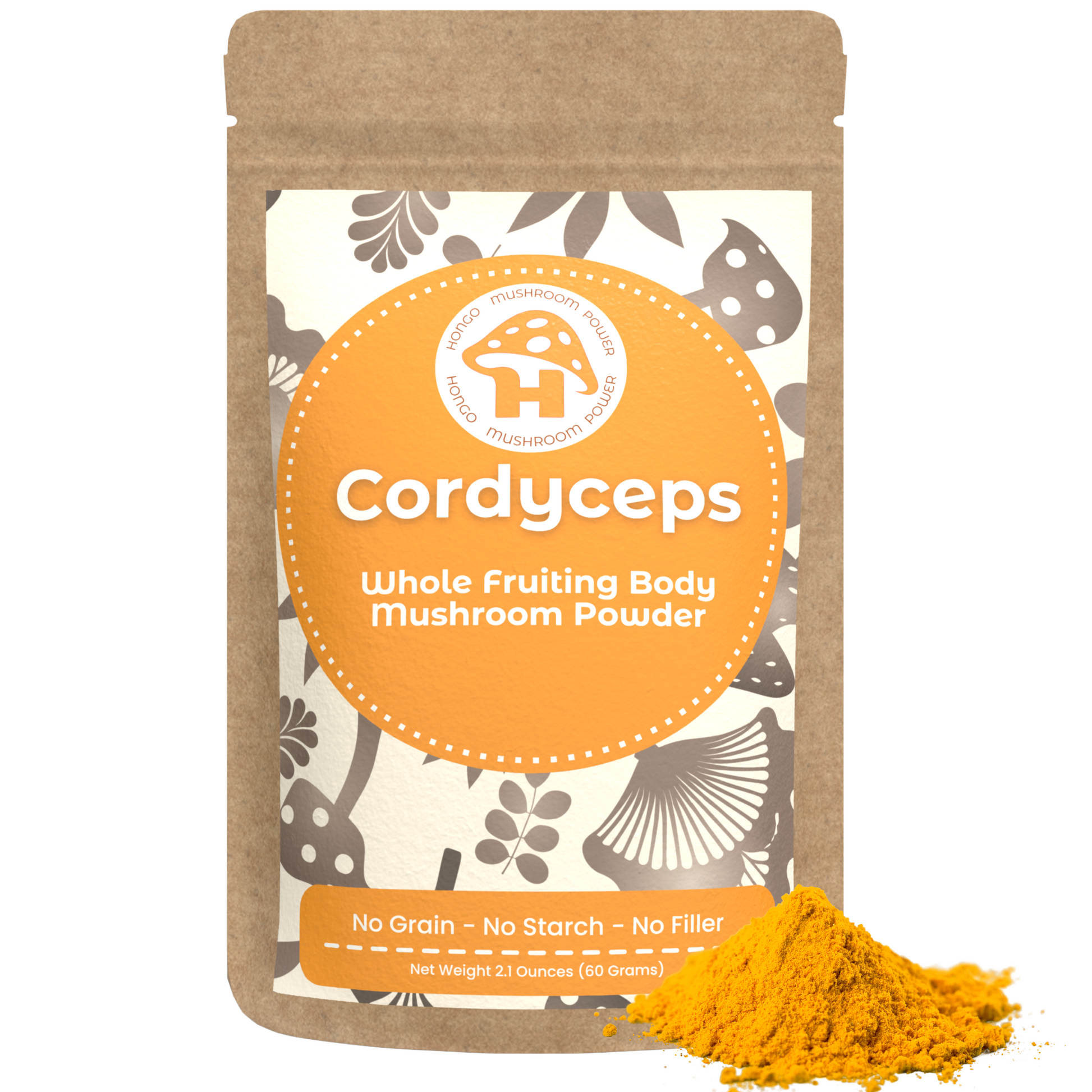 Hongo Cordyceps militaris whole fruiting body mushroom powder — lifestyle image
