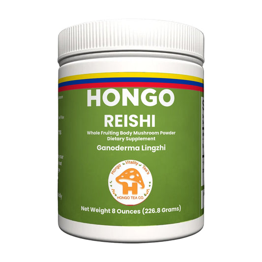 Hongo Reishi Mushroom Powder 8 oz jar - front