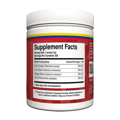 Hongo Focus Fuel Mushroom Blend - 8 oz jar, Supplement Facts