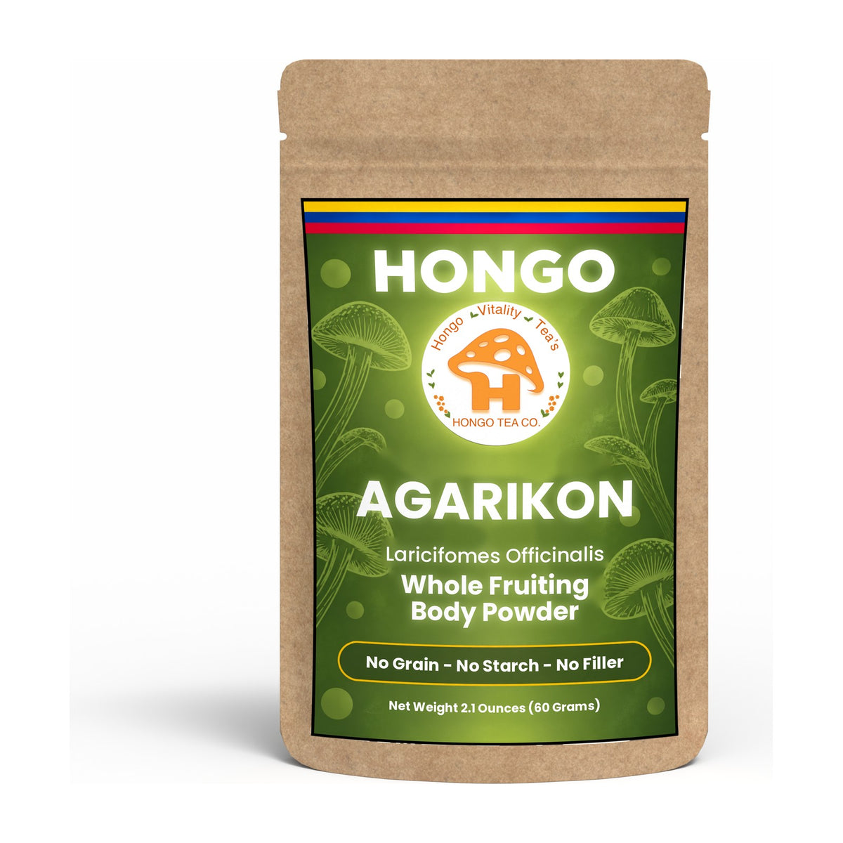 Hongo Agarikon Mushroom Powder - 2.1 oz (60 g) pouch, front