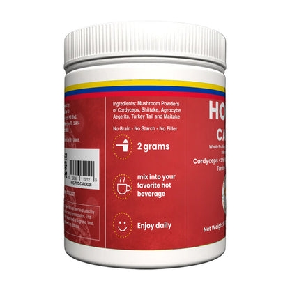 Hongo Cardio Mushroom Blend - 8 oz jar, side