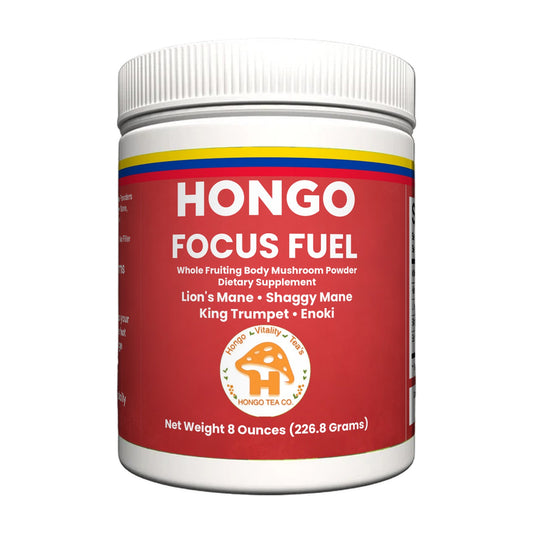 Hongo Focus Fuel Mushroom Blend - 8 oz jar, front