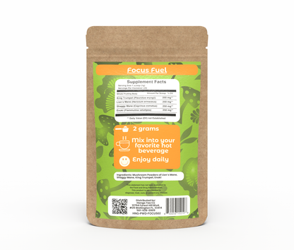 Hongo Focus Fuel mushroom blend powder with Lion's Mane and Cordyceps — ingredients detail