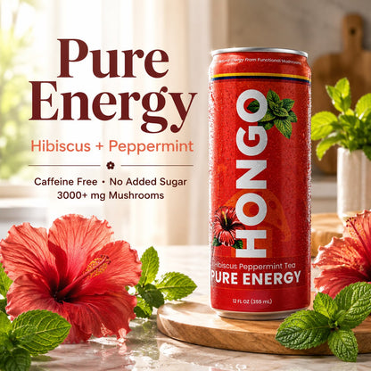 Hongo Pure Energy hibiscus peppermint ready-to-drink mushroom tea