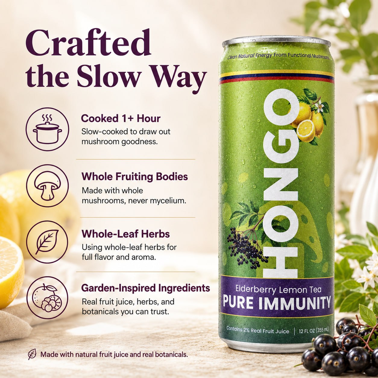 Hongo Pure Immunity crafted the slow way product graphic