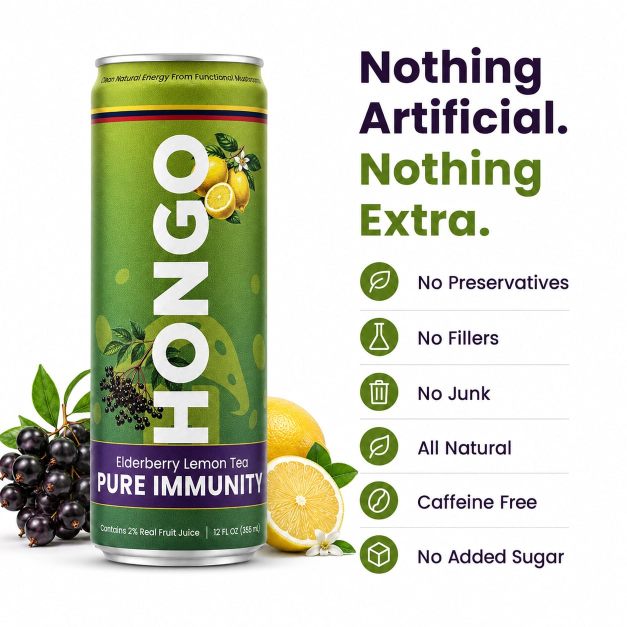 Hongo Pure Immunity nothing artificial nothing extra product graphic