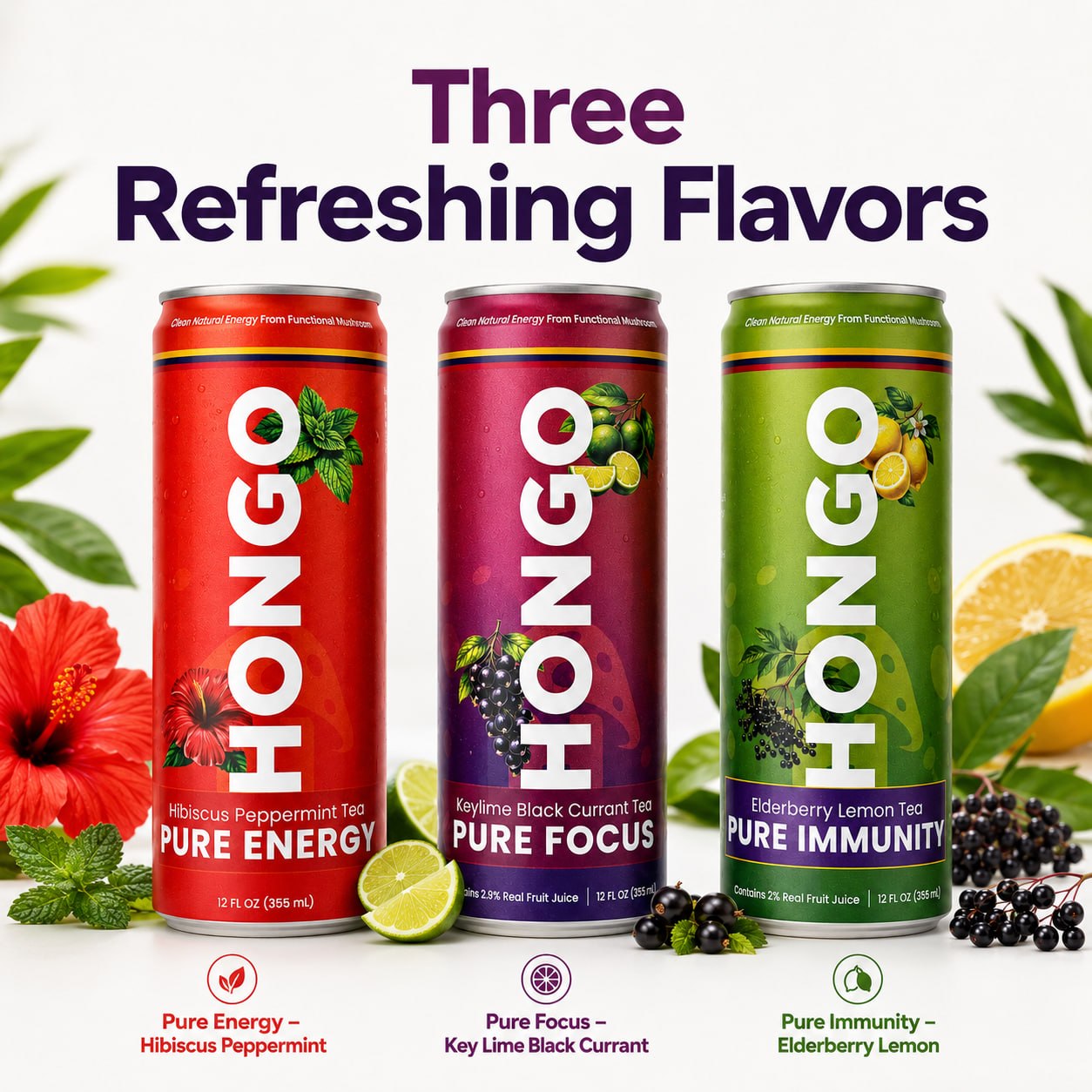 Three Refreshing Flavors - Pure Energy, Pure Focus, Pure Immunity