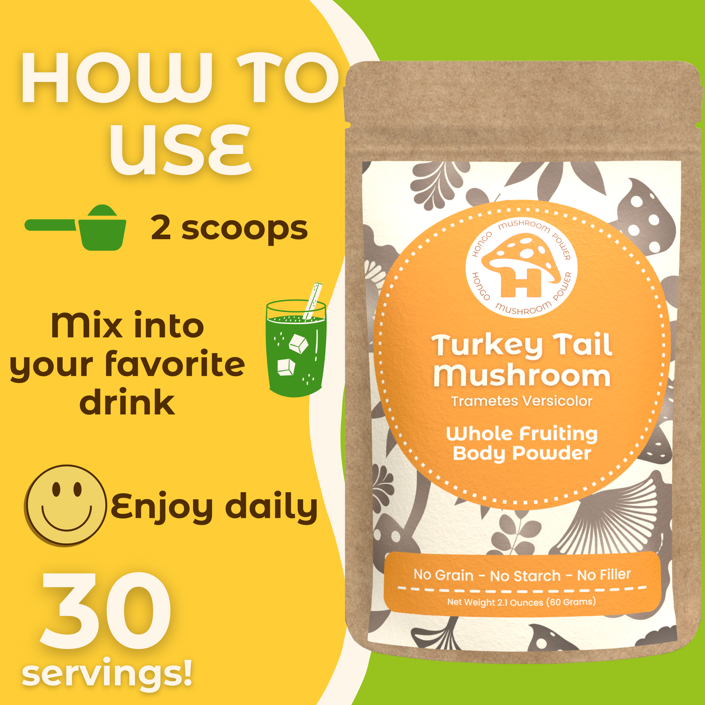 Turkey Tail Whole Fruiting Body Mushroom Powder