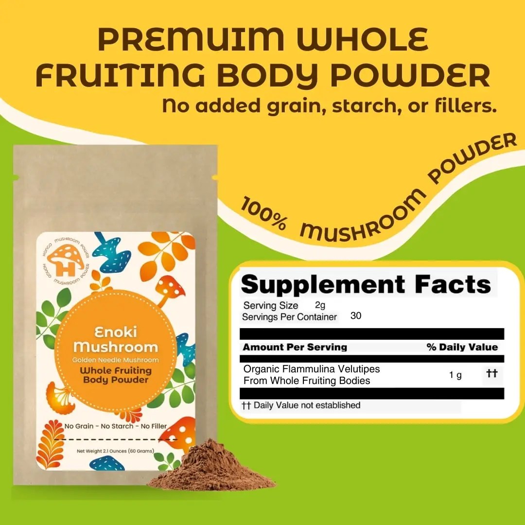 Enoki Whole Fruiting Body Mushroom Powder